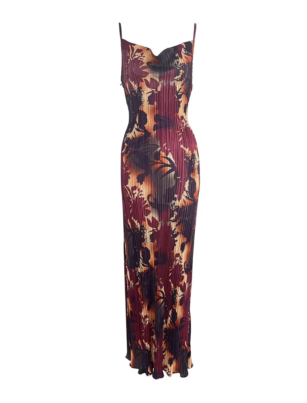 Pre Order:  Printed Pleated Slim Fit Suspender Dress