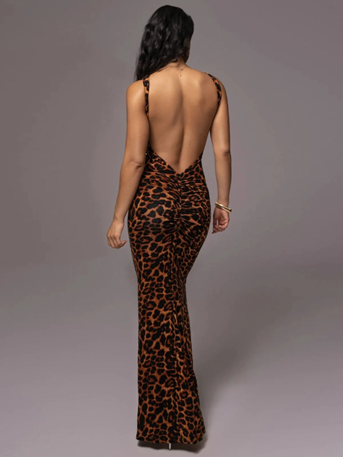 Retro Leopard Print Dress/ Sleeveless Summer Chic