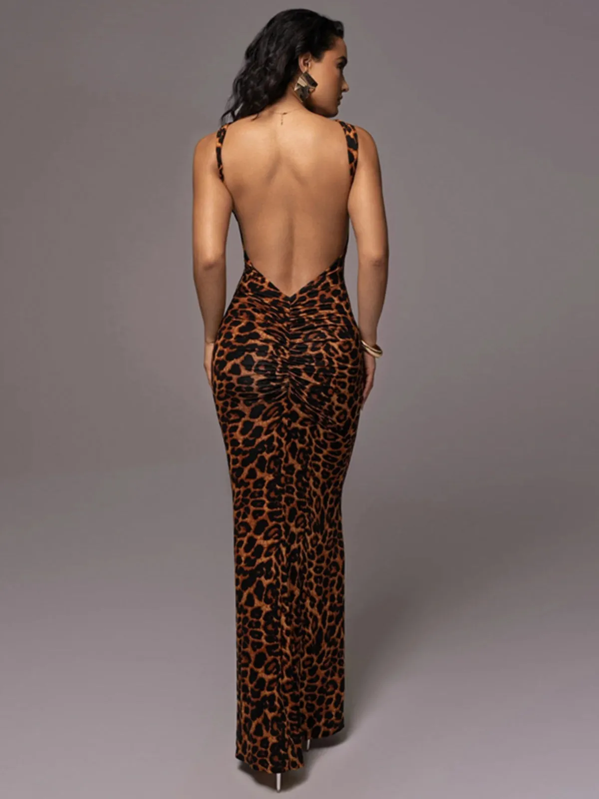 Retro Leopard Print Dress/ Sleeveless Summer Chic