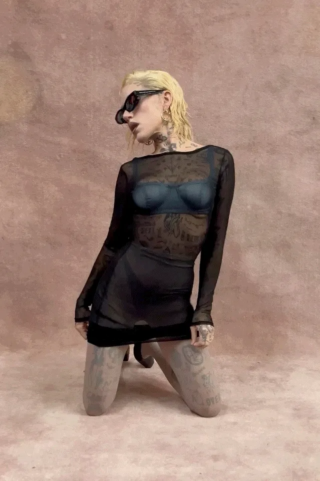 Reversible Black Mesh Sex Dress