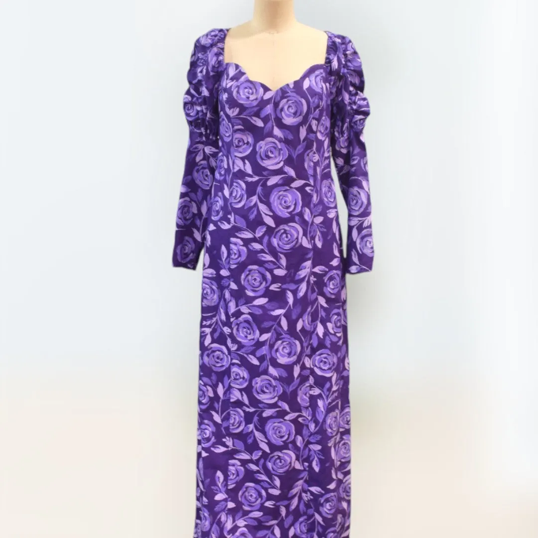 Rose Print Purple Hawaiian Dress 9485