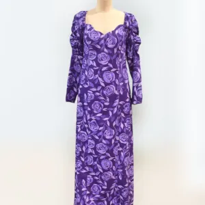 Rose Print Purple Hawaiian Dress 9485