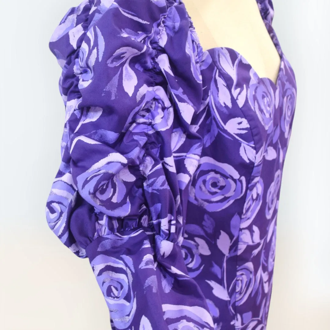 Rose Print Purple Hawaiian Dress 9485