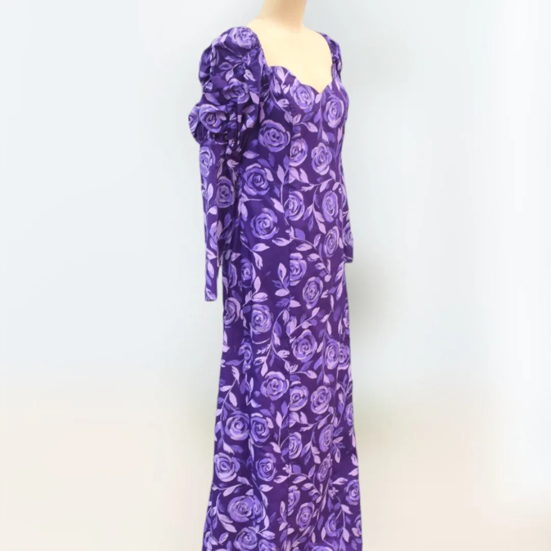 Rose Print Purple Hawaiian Dress 9485