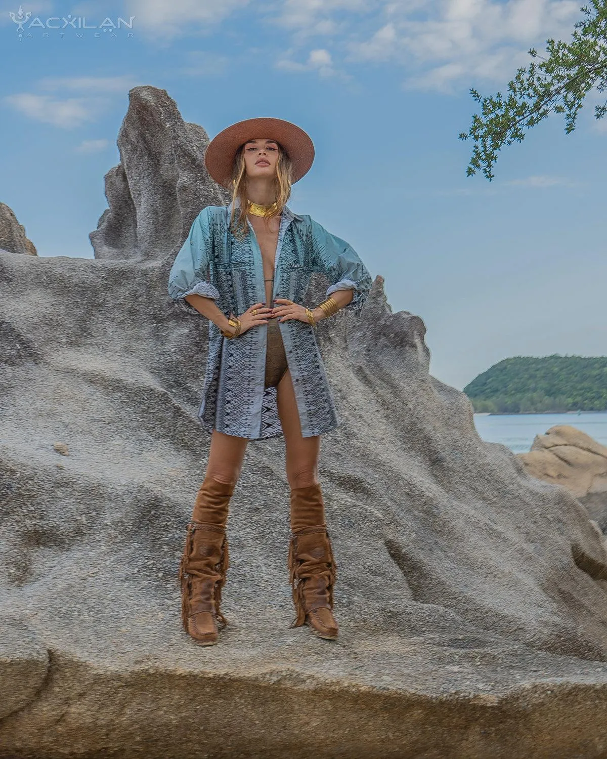 Shirt Woman Longsleeve Piratechic / Cotton Popeline - BOHONI