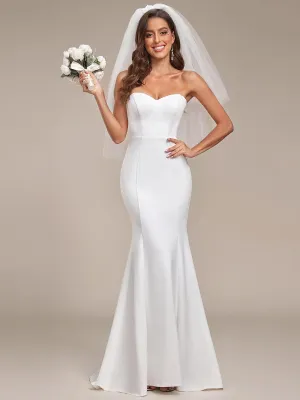 Simple Strapless Mermaid Eloping Dress for Wedding