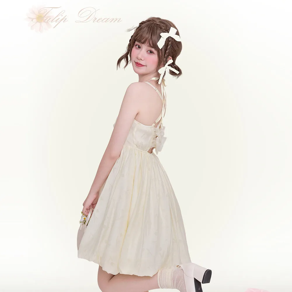Sweet Style Green Bow Knot Backless Sling Dress