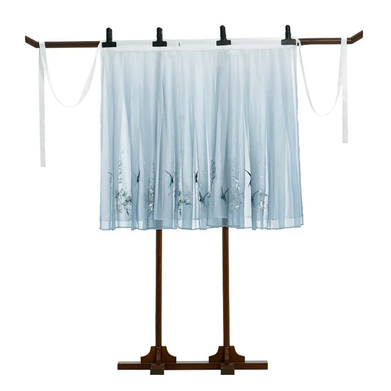 The Scent of Flowers on a Rainy Night Misty Blue Embroidery Hanfu Clothing