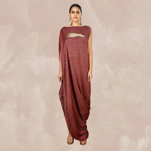 Viviana Cowl Dress | Hand-Block Print | Sujani Embroidery | Stylish
