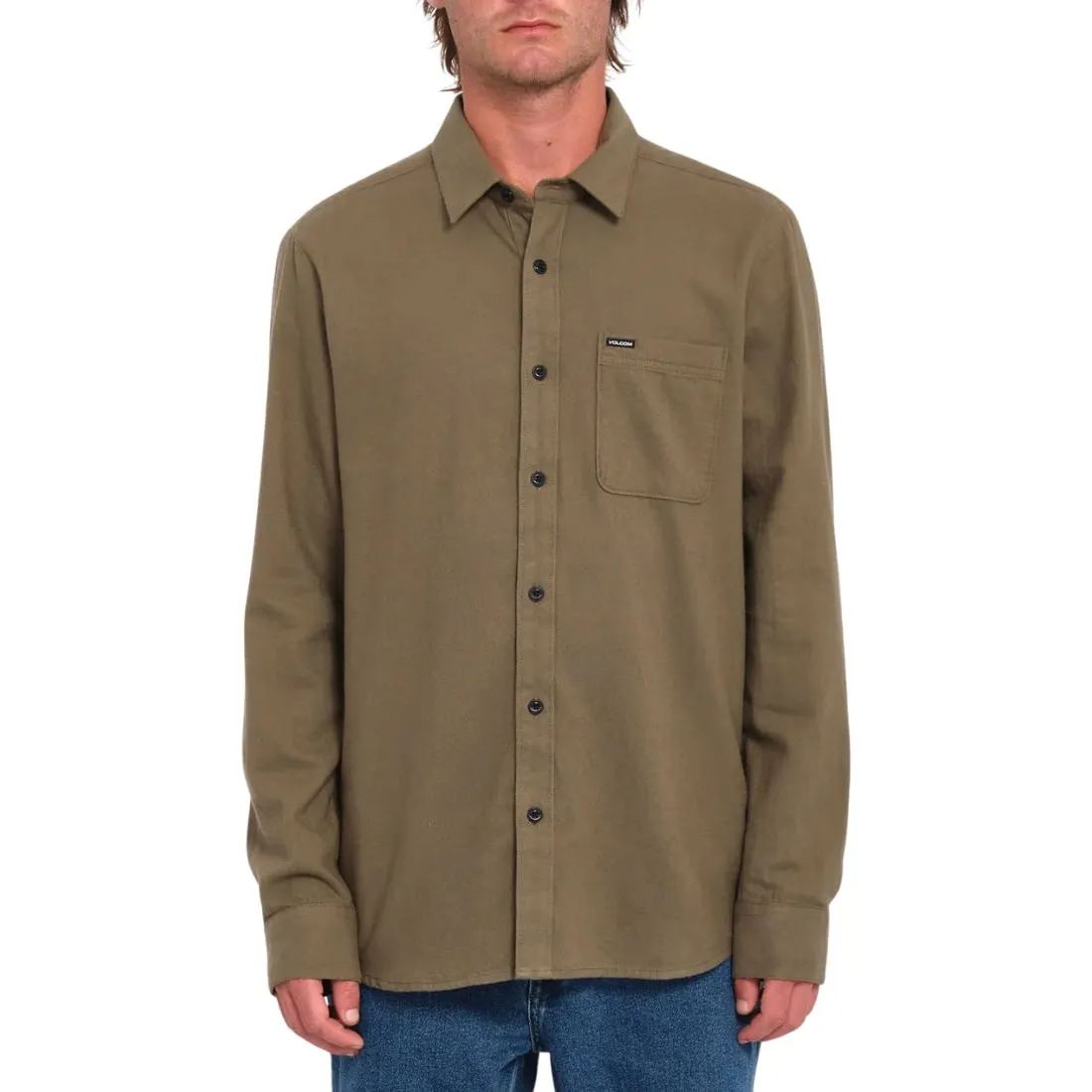 Volcom Caden Solid Longsleeve Shirt - Wintermoss