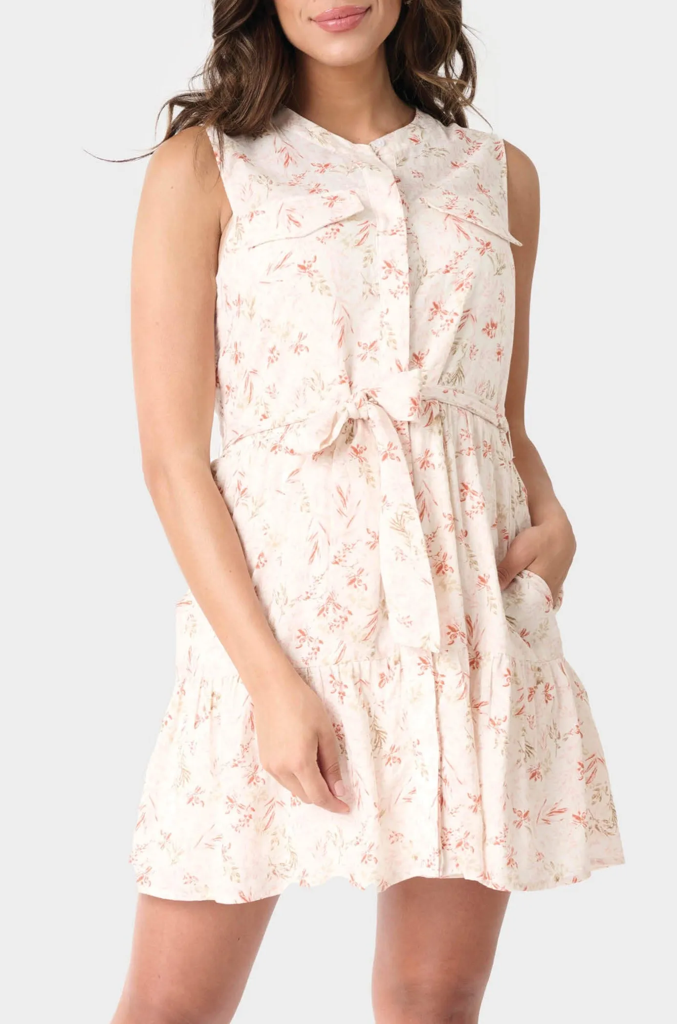 Wildflower Sleeveless Belted Tiered Dress