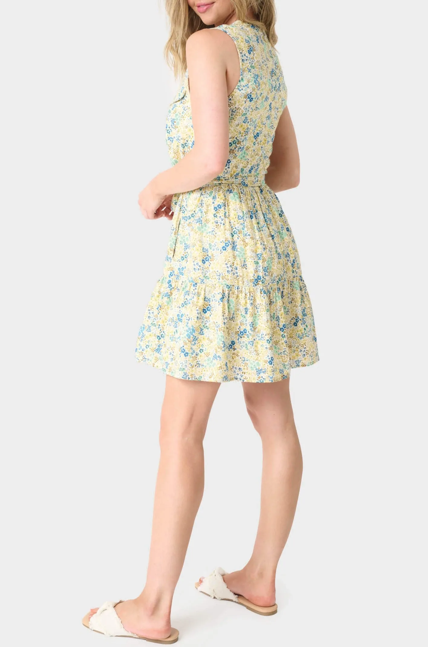 Wildflower Sleeveless Belted Tiered Dress