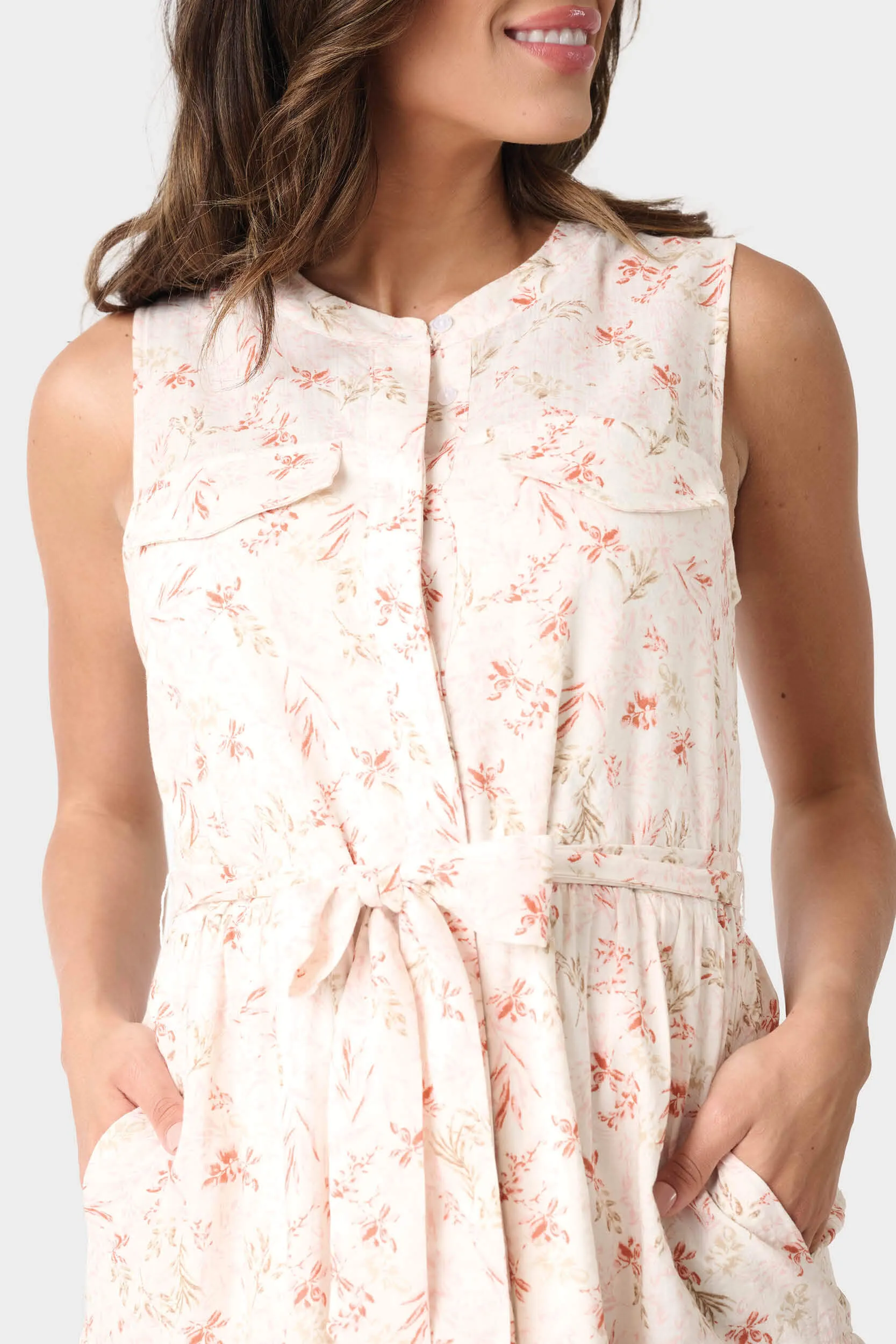 Wildflower Sleeveless Belted Tiered Dress